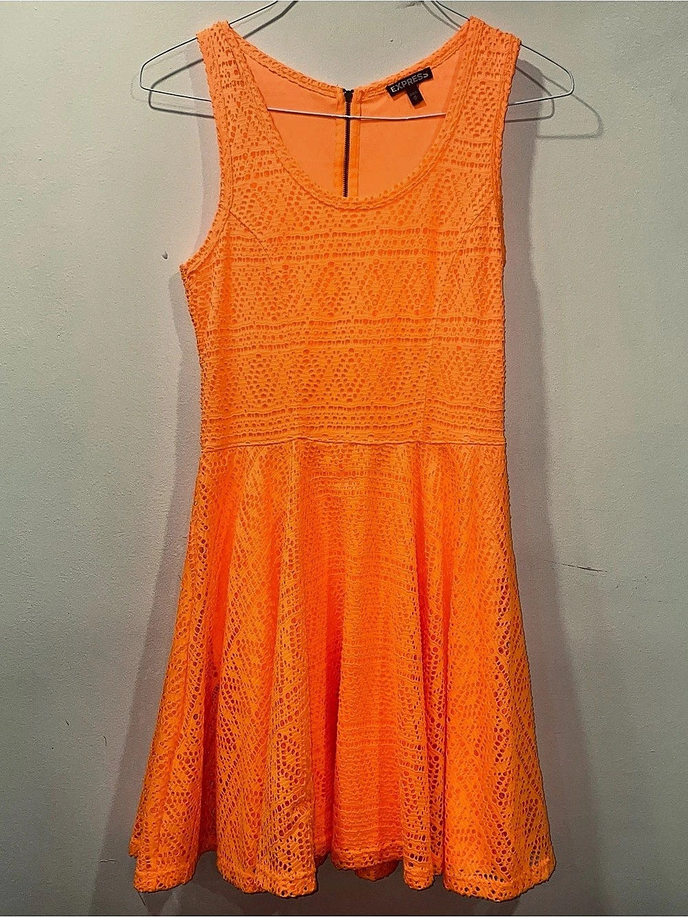 Express Orange Lace Mini Dress size M.